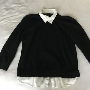 classy black and white collar shirt